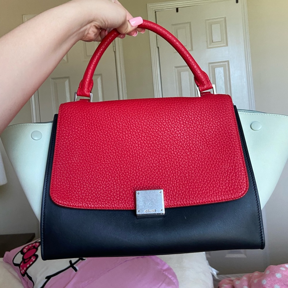 Celine trapeze with strap tricolor